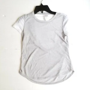 Z By Zella Split Back Mesh Tee Top Girls Size Medium 8/10 New Grey Heather - Picture 1 of 11