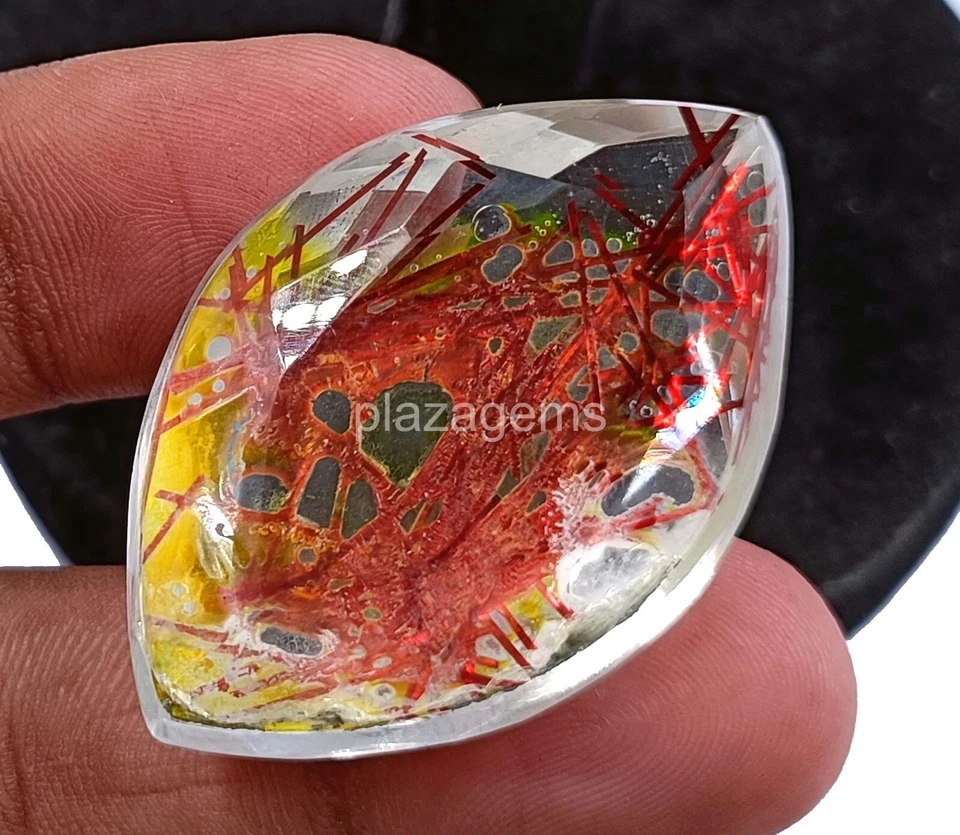 Rare Bi-Color Rutilated Quartz 97 Ct Certified Marquise Cut Loose Gemstone 4NUK - Image 1 of 4