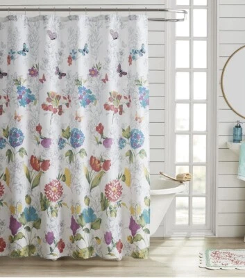 The Pioneer Woman Blooming Floral Bouquet Embroidered Fabric Shower Curtain