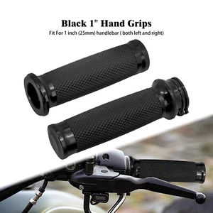 Black 1" 25mm Motorcycle Handlebar Hand Grips For Harley Touring Softail Dyna - Bild 1 von 18
