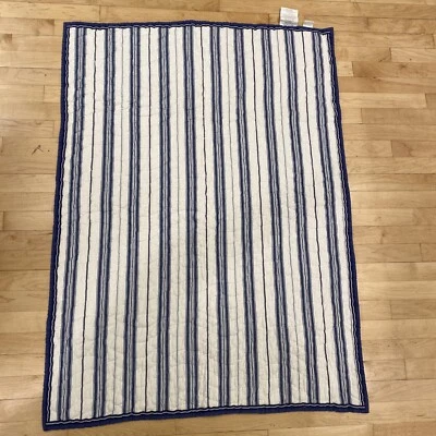 Edredón náutico Pottery Barn Kids azul/blanco a rayas 36 X 50 Foto 1 de 4