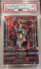 2019 Contenders Optic Winning Ticket Red Cracked Ice Prizm Dwayne Wade #20 PSA 9