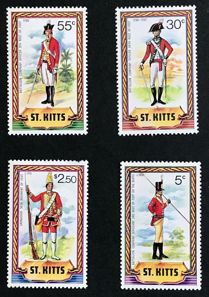 Uniformes militares antiguos de San Cristóbal #67-74 - MNH Foto 1 de 1