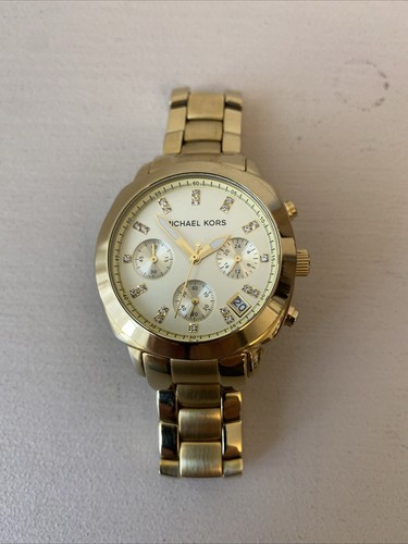 Orologio Michael Kors Cronografo Donna 35mm Tono Oro Data *LEGGI DESCRIZIONE*