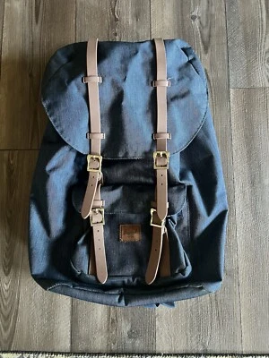 Herschel Little America Backpack Denim Blue w Brown Straps | Mid-Volume - 21L - Image 1 of 4