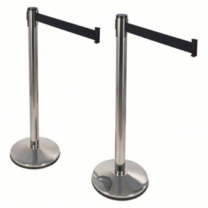 Barrier Post with Belt: 40 1/2 in Post, 10 ft Belt, BLK, 2 Posts,40CL06  #125 - Picture 1 of 3