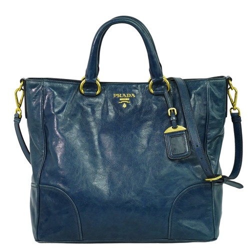 Borsa a mano Prada in pelle a 2 vie blu oro