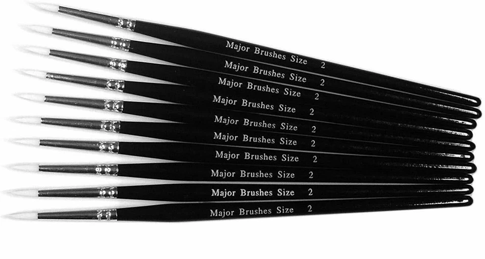 MAJOR BRUSHES Paquete de 10 acuarelas de acrílico artista sustituto de arena sintética blanca talla 2