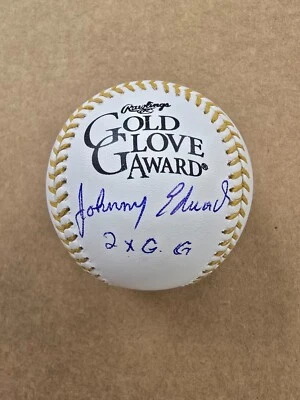 约翰尼·爱德华兹签名ROMBB金手套棒球辛那提红人队2 x G.G.”  — 第 1/4 张图片