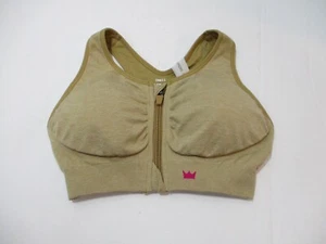 Shefit Womens Sports Bra Small Nude Wireless Front Zip Athletic Nylon New Brown - Picture 1 of 9