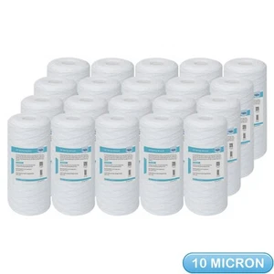 10 Micron 10" x 4.5" Whole House Well Water String Wound Sediment Filter 20 Pack - Picture 1 of 18