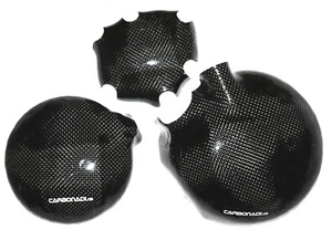 KAWASAKI ZX6R 03-04 636 3x CARBON KUPPLUNGSDECKEL LIMADECKEL SET CARBONE COVER - Bild 1 von 2