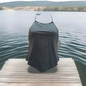Laundry by Shelli Segal Swim Tankini Top Black w Gold Beads Sz Lg MSRP $110 NWT - Picture 1 of 11