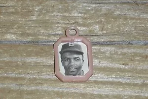 Vintage 1950's Jackie Robinson Gumball Trinket Pink Frame Photo Charm - Picture 1 of 5