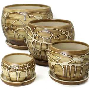 Maceta - Maceta en juego de 4 - Macetas 4 tamaños - Maceta - Cerámica rústica - Imagen 1 de 7