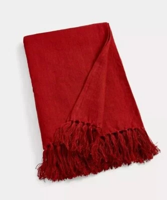 Ralph Lauren Norwich Road Everly THROW BLANKET Red 100% LINEN  nip  $330 - Image 1 of 4