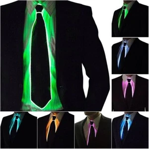 Glowing Tie Men EL Wire Neon LED Luminous Neck-Tie Party Luminous Light Up Decor - Picture 1 of 19