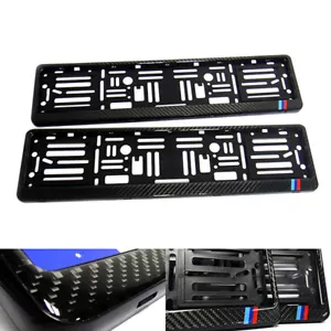 2x Real 3D Carbon Fibre Car Euro Number Plate Surround Holder Frame For M Sport - Picture 1 of 10