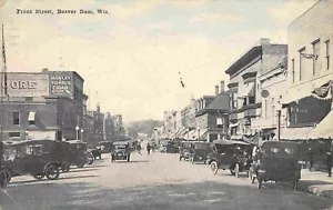 Postal Front Street Cars Beaver Dam Wisconsin 1921 - Imagen 1 de 2