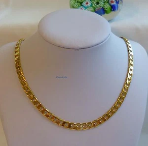 Collar cadena bordillo hombre chapado/relleno oro 24K ancho 6 mm L20, 22, 24, 26 pulgadas - Imagen 1 de 3