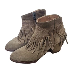 Zadig & Voltaire Suede & Leather Cowgirl Western Fringed Ankle Boots 37EU 6US - Picture 1 of 13