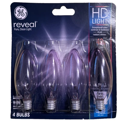 Ge Lighting 40w, 280 Lumen, Faceted Ceiling fan 4 bulbs of Candelabra base BC - Image 1 of 4