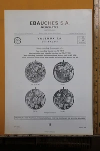 1965 Ebauches Neuchatal Watch Manual Les Bioux Valjoux 13" 72 72C 88 29.50mm - Picture 1 of 3