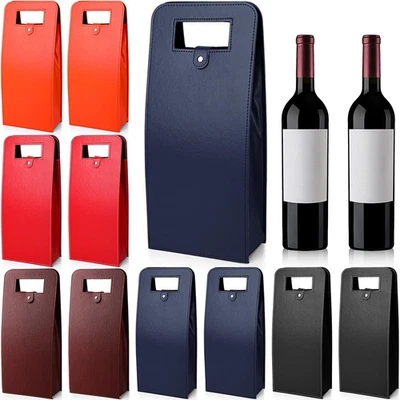 10 Pcs Double Wine Tote Bag Leather Wine Bag Leather Wine Carrier Double Bott... - Image 1 of 4