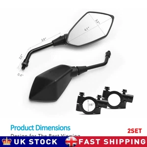 4x Motorcycle Rear View Side Mirror With Free 7/8" Handle Bar Mount ATV Bike UK - Picture 1 of 10