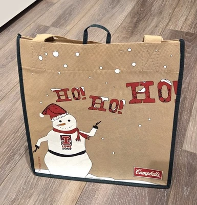 BOLSO DE MANO VINTAGE 2010 STOCK ANTIGUO ~ SOPA CAMPBELL'S/MUÑECO DE NIEVE HO HO HO/NUEVO USADO EN EXCELENTE ESTADO Foto 1 de 4