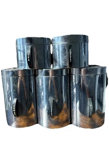 KROMEX 5 Vintage Stacking Chrome Canister Set USA Cookies Flour Sugar Tea Coffee - Picture 1 of 6