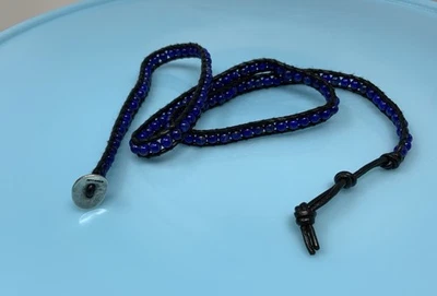 CHAN LUU Silver Lapis Lazuli Black Leather Wrap Bracelet for Women 21-22” - Image 1 of 4