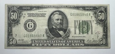 1928 A $50 Federal Reserve Note, Chicago, Redeemable In Gold - Image 1 of 2