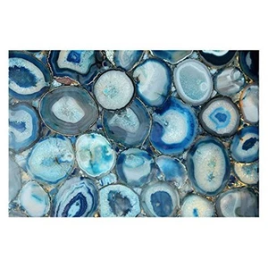 Blue Geode Bunch Painting Print on Wrapped Canvas - Picture 1 of 1