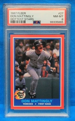 1987 FLEER # 27 Don Mattingly PSA 8 NM-MT # 99335865  HOTTEST STARS !!  YANKEES - Image 1 of 2