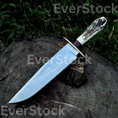 ОХОТНИЧИЙ НОЖ РУЧНОЙ РАБОТЫ С РУЧКОЙ ГРОБА БОУИ С РУЧКОЙ ИЗ РОГОВ С КОЖАНЫМ НОЖОМ - Изображение 1 из 4