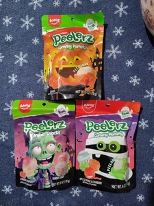 Lote de 3 caramelos pelables de goma Peelerz (6 oz) VARIEDAD ZOMBIE MOMIA CEREBRO CALABAZA - Imagen 1 de 2