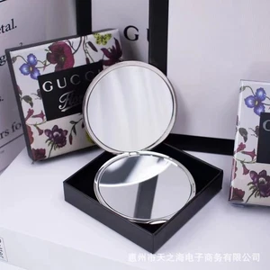 Brand New Silver Makeup Mirror Flip-top Folding Mirror Small Mirror with Box GU~ - Picture 1 of 8