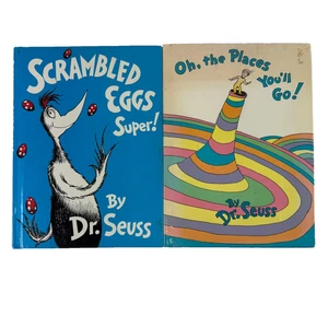 X2 Vtg Dr Seuss Books Oh The Places You'll Go Scrambled Eggs Super Hard Cover - Picture 1 of 16