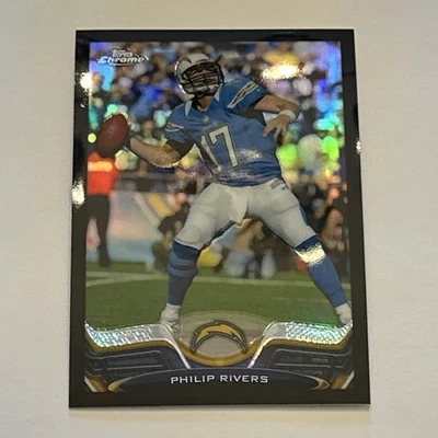 Philip Rivers, S/N 017/299 BLACK REFRACTOR, 2013 Topps Chrome Football, card #84 - Image 1 of 3