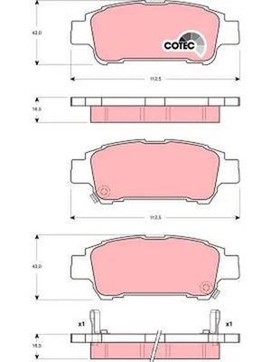 TRW DTEC Brake Pads fits Toyota Tarago 2.4 ACR30 16V (GDB3249DT) - image 1 of 4