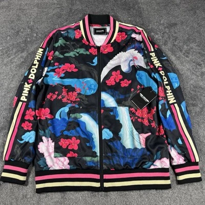 Pink Dolphin Track Jacket Retro Mens Medium Japanese Garden Colorful Streetwear - Image 1 of 4