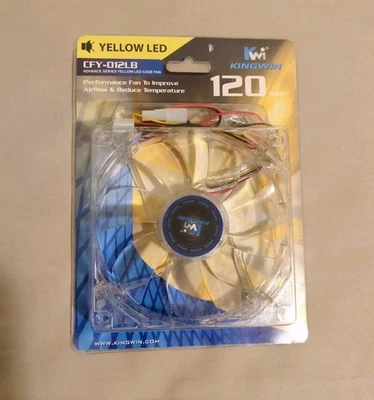 KINGWIN CFY-012LB Yellow LED 120mm Desktop Computer Cooling Case Fan - Image 1 of 3