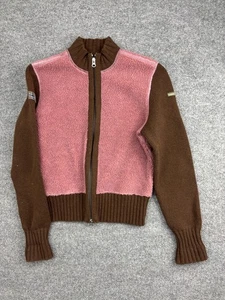 Napapijri Sweater Womens Medium Brown Pink Full Zip Fleece Wool Blend Jacket - Picture 1 of 8