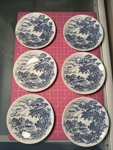 Enoch Wedgewood (Tunstall) Ltd Countryside 5-1/2” blau Untertassen + Schüssel 5” m773 - Bild 1 von 20