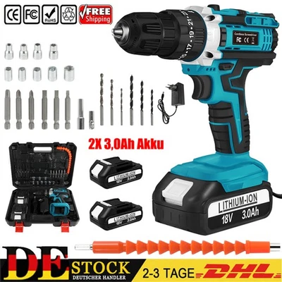 Mit 2 Akku Für Makita Akku-Schlagbohrschrauber Akkuschrauber Set Bohrmaschine - Bild 1 von 4