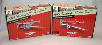 Wings Of Texaco 1945 Beechcraft 18 "Twin Beech" Set Of 2 Silver & Special Red - Image 1 of 4