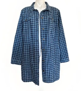 Chaqueta plumero vaquera pata de gallo para mujer 24W azul con bolsillos con botones completos - Imagen 1 de 13