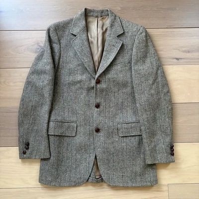 Casaco esportivo Harris Tweed vintage masculino 38R marrom pura lã escocesa feito nos EUA - Imagem 1 de 4