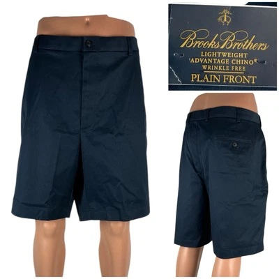 Pantalones Cortos Brooks Brothers Hombres 44 Frente Liso Ligero Ventaja Chino Azul Nuevo con Etiquetas Foto 1 de 4